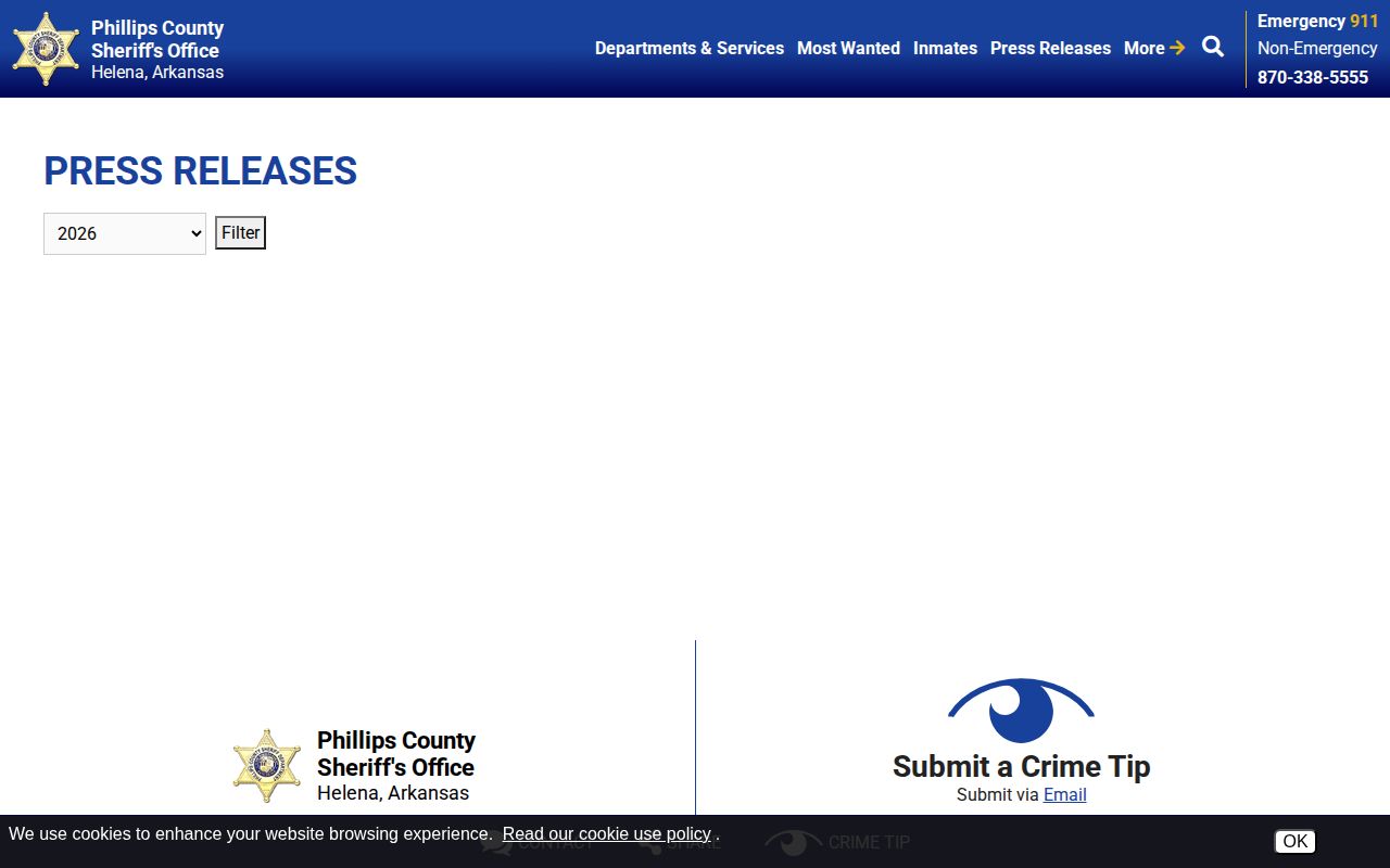Phillips County Sheriff press releases used as selective arrest context